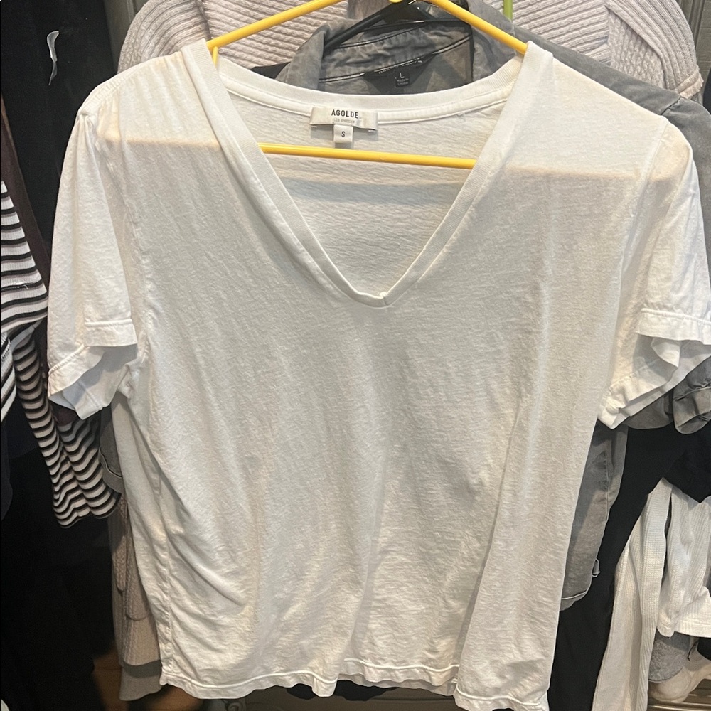 Agolde Women's Classic White V-Neck Tee